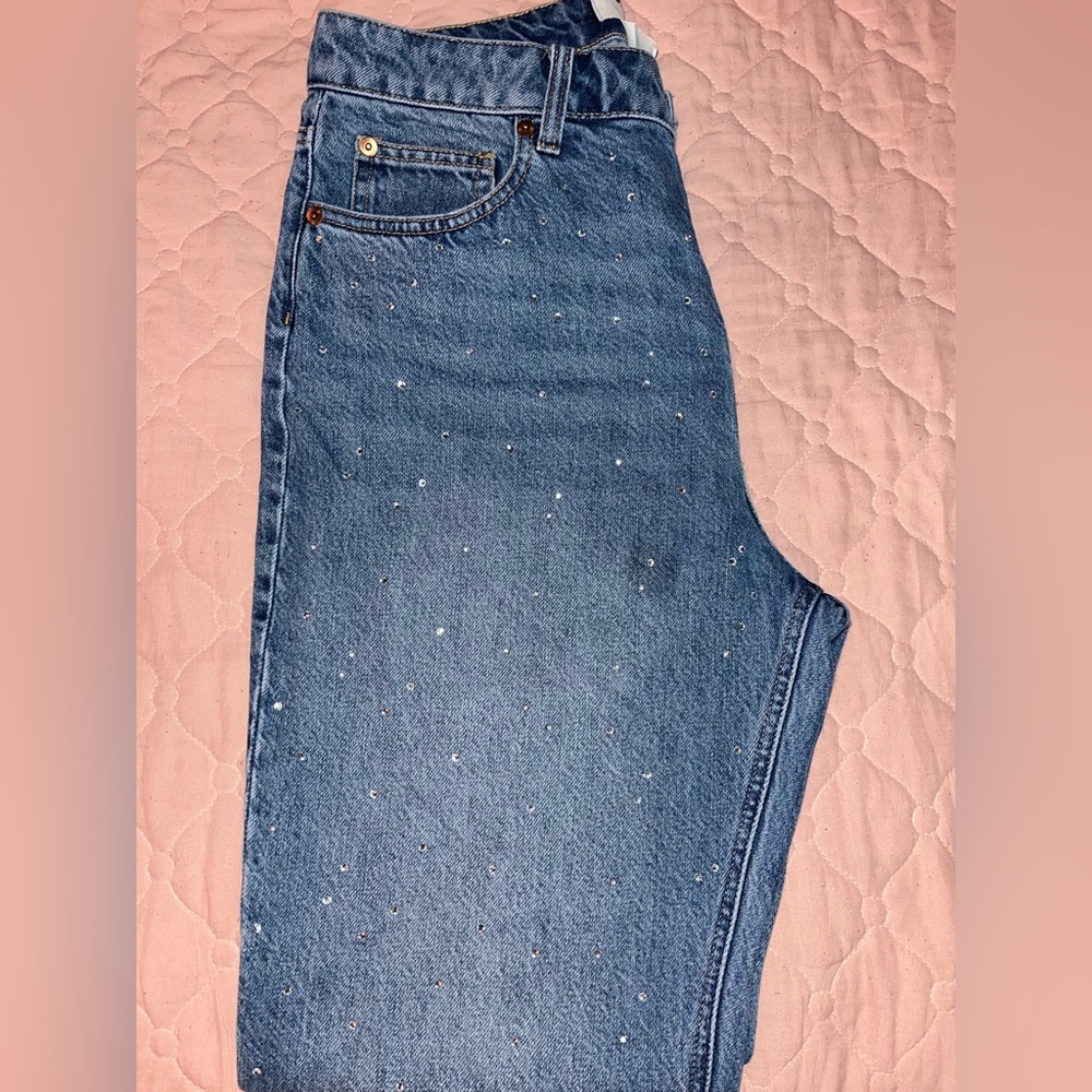 H&M embellished jeans high waist